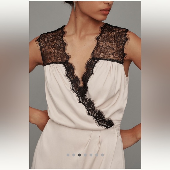 Anthropologie NWT Sleeveless V- Neck Lace Wrap Midi Dress size XSP. - Picture 3 of 10